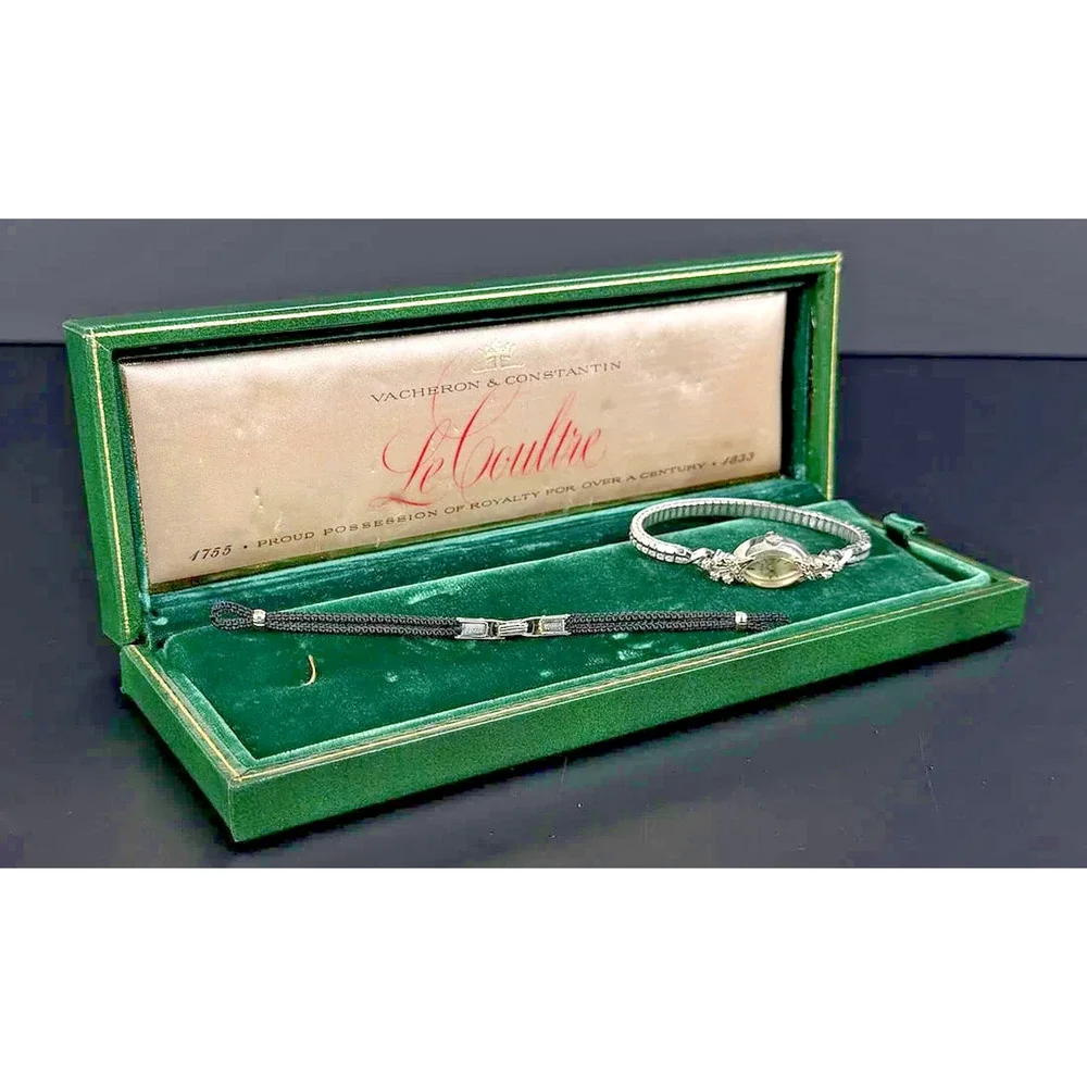 Vintage LeCoultre 14K Gold Diamond Ladies Watch Box Papers